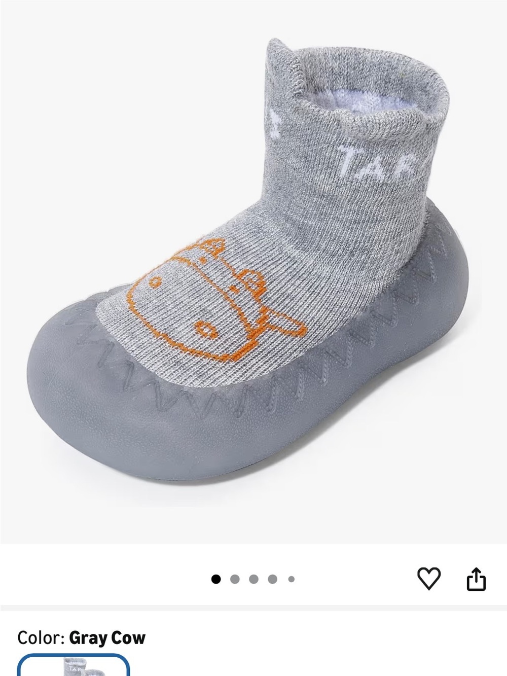 Gray Cow Sock-Style Kids Shoe